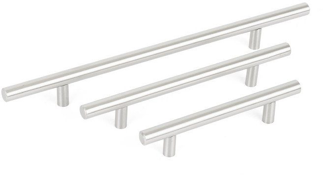 철물이네 가구손잡이 2구 스텐 원형 스틱 실버, 96mm, 1개