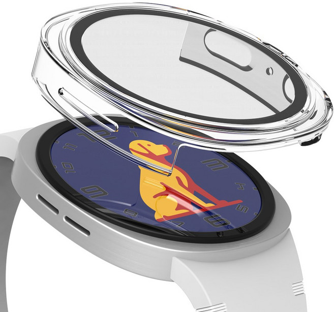 로랜텍 갤럭시워치 케이스 풀커버 액정보호 강화유리, 투명, 1개