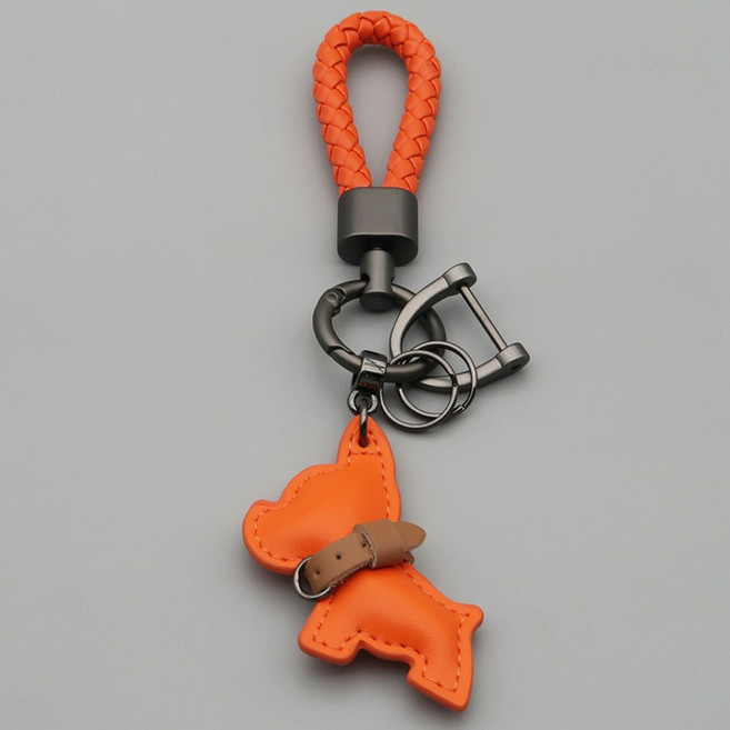 라워스 귀여운 가죽 강아지 키링, 1개, 오렌지