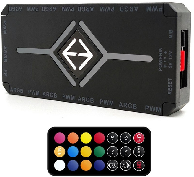 ARGB 컨트롤러 SATA 4 PIN PWM 5V 3 핀 무선 원격 제어 냉각 팬 허브 어댑터 컴퓨터 PC 케이스 팬 PWM, 한개옵션0
