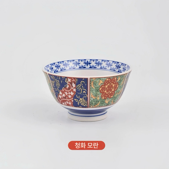 미니 우동 그릇 일식 카이센동 메밀 면기 덮밥 국물, 1개, 4.5인치 밥그릇-청화 모란