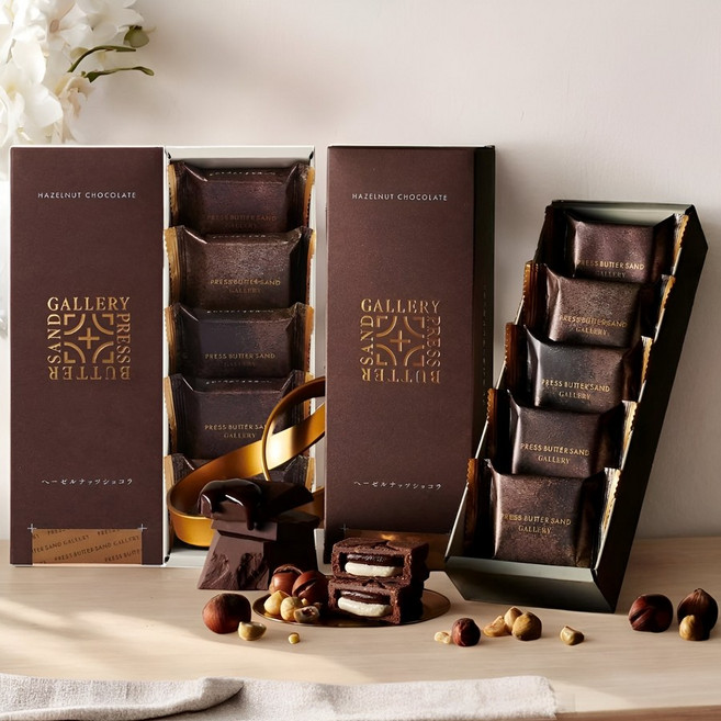 일본 프레스 버터샌드 헤이즐넛 쇼콜라 초코 맛 5개입 x2박스 선물 세트, 2개