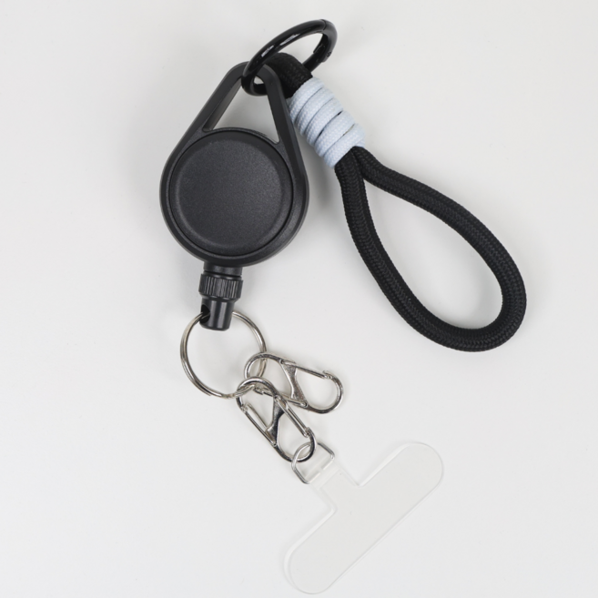 코지박스 핸드폰 손목 스트랩 도난방지 핸드폰줄 고리 와이어 태그홀더 소매치기방지, 1개, 블랙