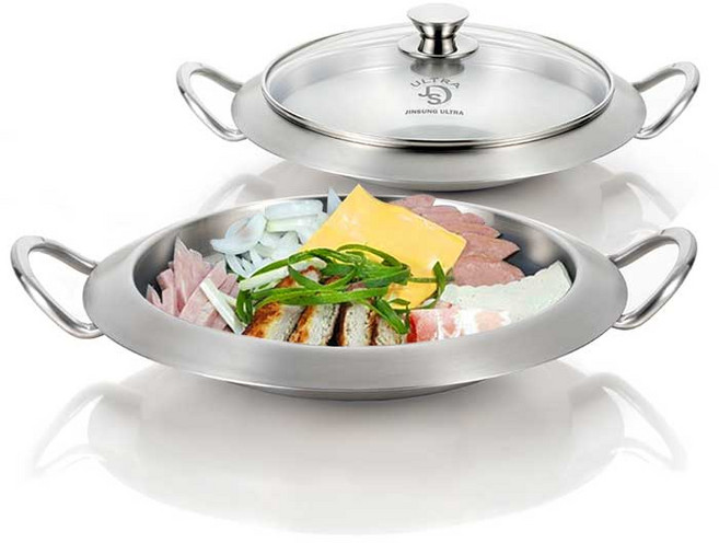 진성울트라 업소용 통3중 인덕션 가능 스텐 부대찌개 전골냄비, 30cm, 1개