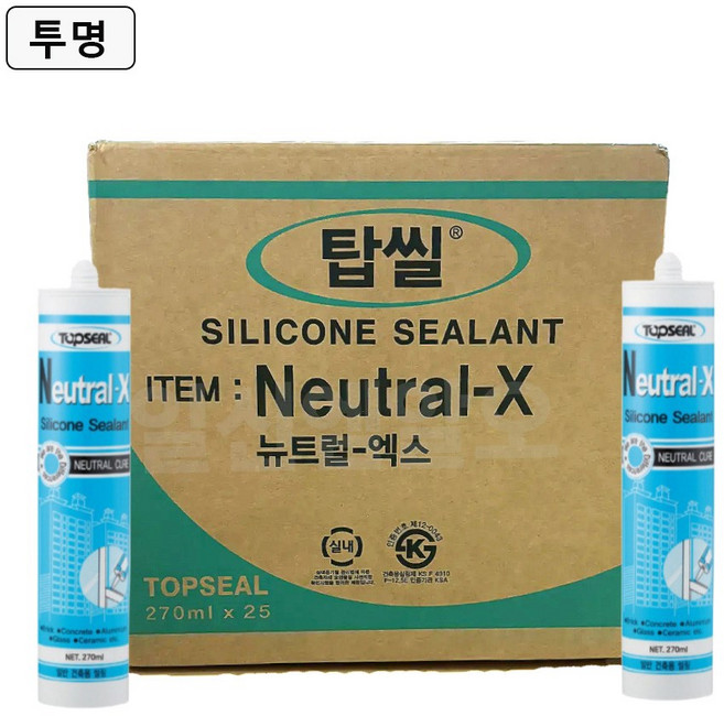 [박스판매] 탑씰 비초산 무초산 투명 실리콘 25개입 1box, 1박스