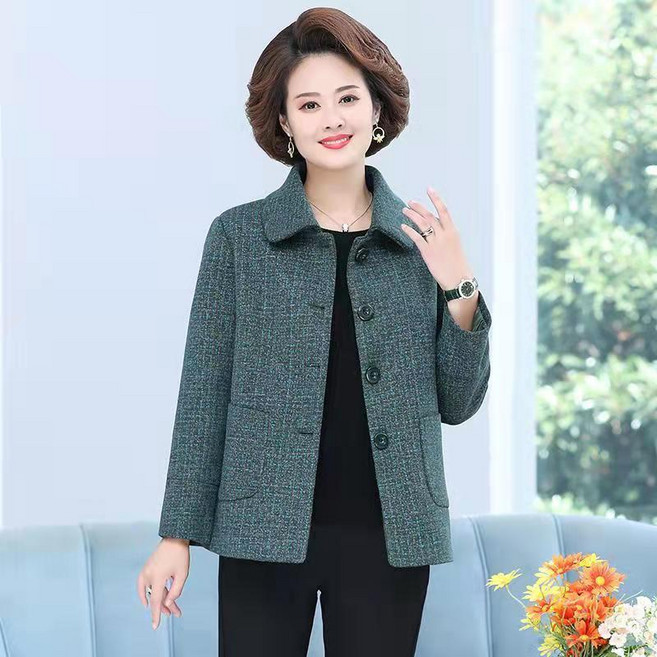 중년 여성 코트 봄가을 캐주얼 슬림핏 엄마 재킷 겨울 루즈핏 빅사이즈 숏 상의 SJS
