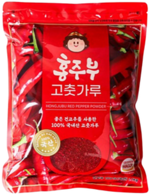 국산 홍주부 고춧가루 보통매운맛 1kg 일반굵기 한식 김장용, 1개
