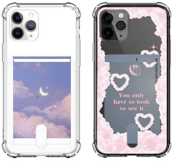 갤럭시X커버5 초승달 풍경 투명 카드 케이스