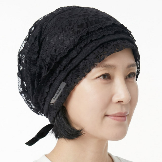 비니 셔링 레이스 리본 보닛 여름 중년여성 모자 두건 플라워 큐빅 화려한 할머니