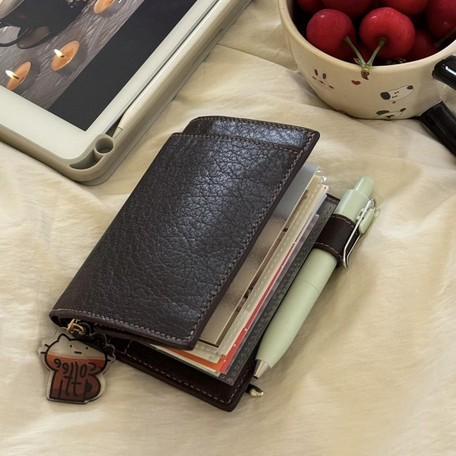 빈티지 M5 3단 일정 5공 미니노트 플래너 만년 다이어리, 1개, M5 커피 브라운 가죽