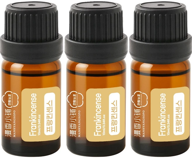 1+1+1 천연 100% 아로마 오일 에센셜 만향소포 PETA 비건 아로마테라피, 3개, 10ml, 프랑킨센스 에센셜오일 - 쿠팡