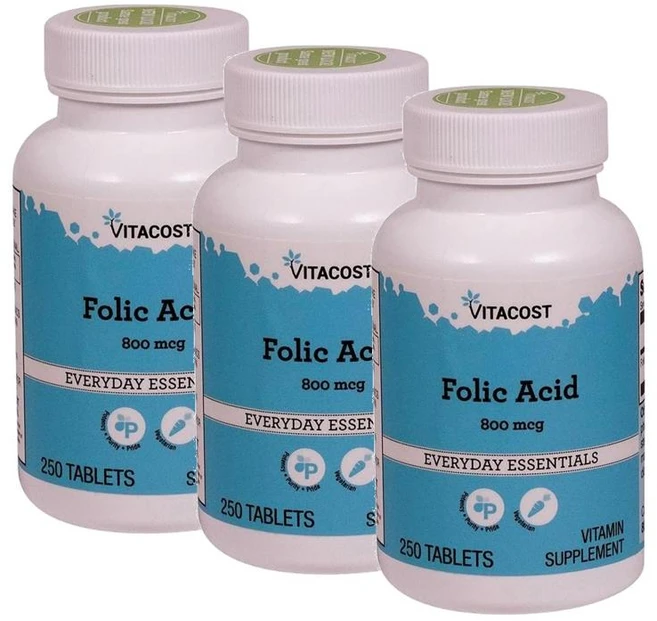 비타코스트 엽산 800mcg Vitacost Folic Acid, 250정, 3개 - 쿠팡
