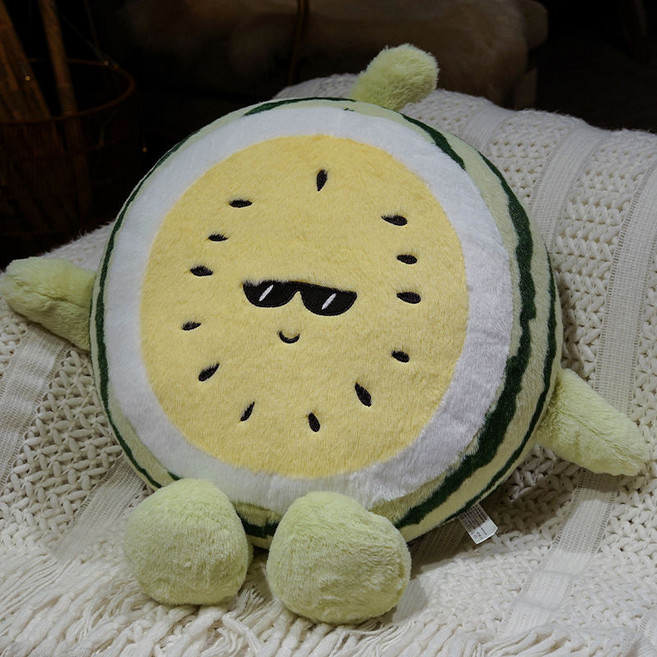 可愛西瓜造型抱枕 靠墊 裝飾擺件, 酷帥黃色,小號抱枕35cm