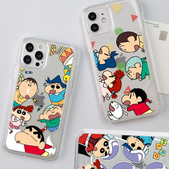 C정품 짱구는 못말려 베스트프렌즈 반투명슬림카드 폰 케이스 갤럭시 S24 S23 울트라 플러스 S22 S21 노트20 노트10+ A23 A33 A53 5g A32 LTE 케이스