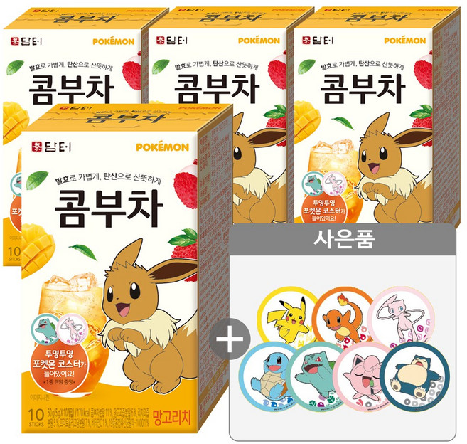 담터 포켓몬 콤부차 망고리치 10Tx4개+포켓몬코스터증정, 50g, 10개입, 4개