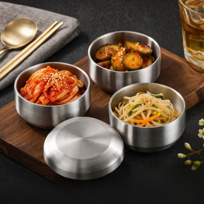 304不鏽鋼 韓式雙層碗 飯碗 湯碗 儲物盒 耐用易清潔, 12cm, 1個
