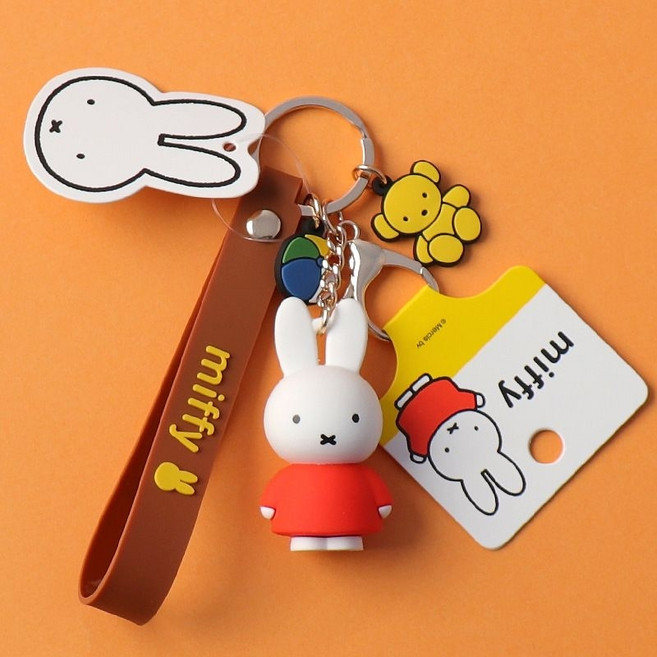 Miffy 鑰匙圈 吊飾, 米菲兔，橘衣服, 1個