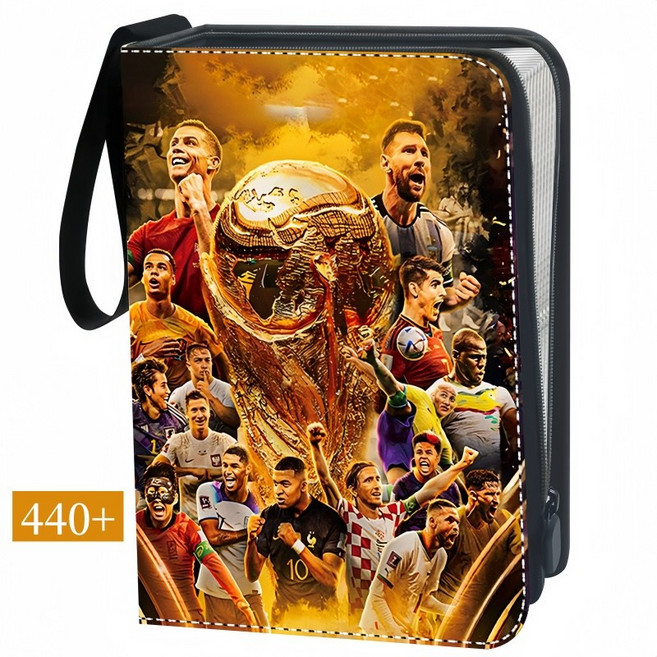 축구 카드 수집 앨범 대용량 포켓몬 440 장 포카 바인더 카드 보관함 스크랩북 게임 카드 수집함 PU 방수 재질, 황색 440