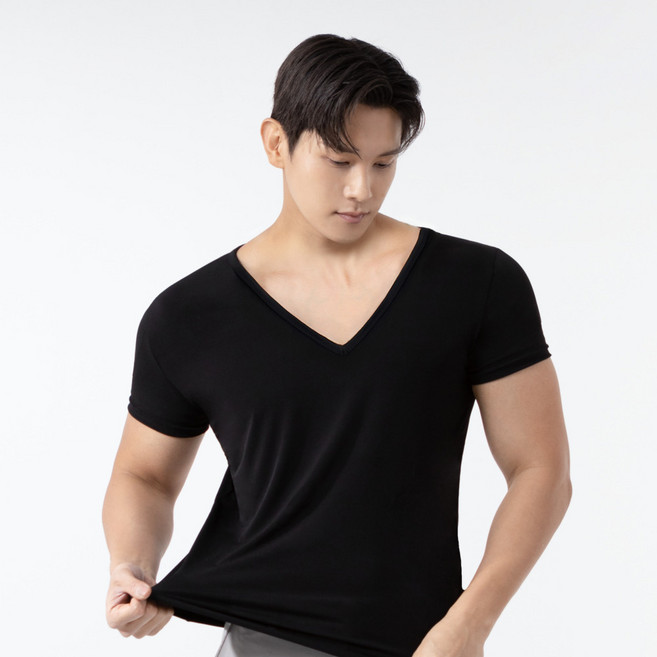 디바라 +3CM 남자 어깨뽕 보정속옷 티셔츠 런닝 브이넥 핏체인저