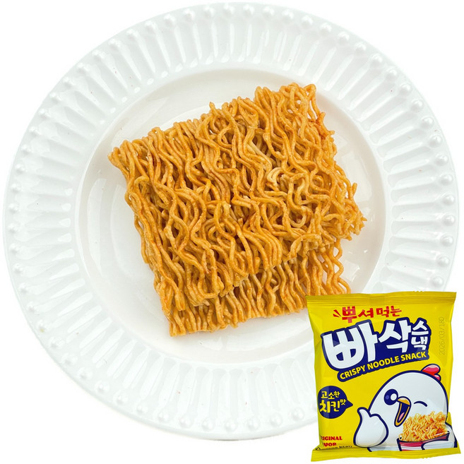 뿌셔먹는 빠삭스낵 치킨맛 라면땅 라면 과자, 12개, 22g