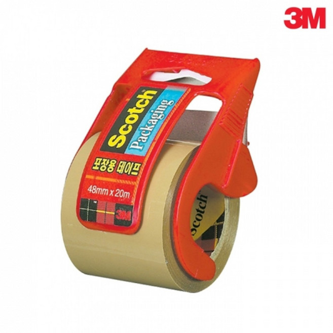 스카치 3M 미니 포장용 테이프 48mm x 20m, 디스펜서+갈색, 4개
