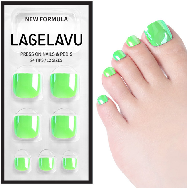 Lagelavu 라젤라부 패디팁 미러 코팅으로 반짝반짝 빛나는 패디큐어 붙이는 발톱, 25.빛나는 네온그린, 1개