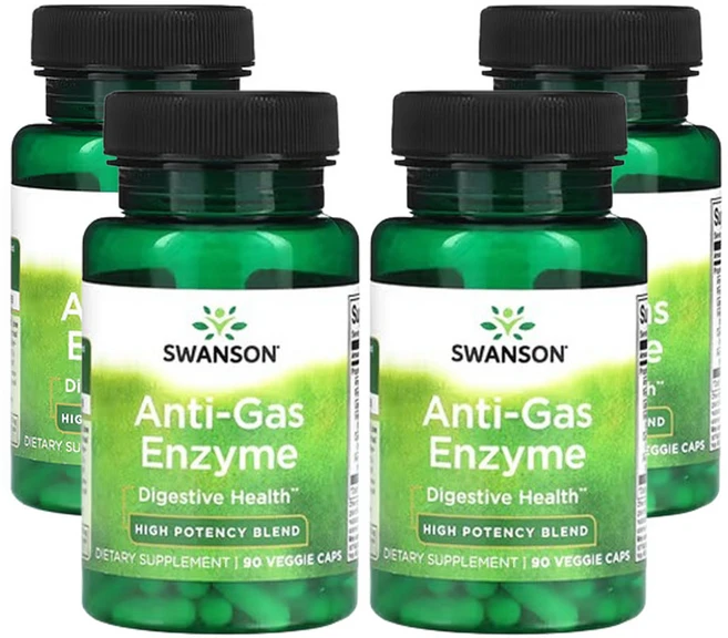 스완슨 가스 방지 효소 고효능 혼합물 90베지캡슐, 90정, 4개 - 쿠팡