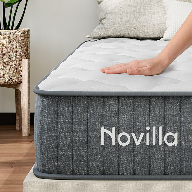 Novilla 스프링 싱글 침대 매트리스 포켓 슈퍼싱글 매트 1인용, 25cm, 미디엄소프트