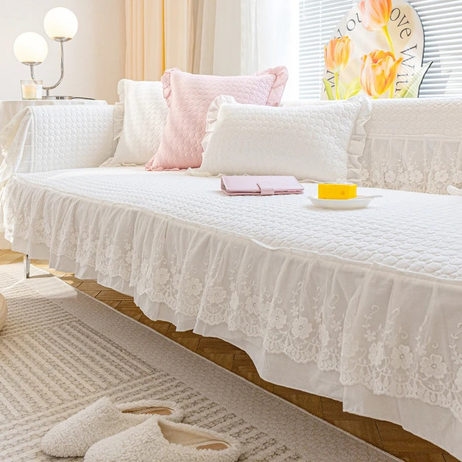 소파 패드 두꺼운 코튼 시트 쿠션 레이스 자수 슬립 거실 가구 보호대 장식, 04=A4SofaMat_B70x90cm1pc, 40) A3 Sofa Mat+B 70x90cm 1pc