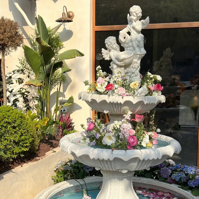 펠롱 인테리어 꽃분수 천사 분수대, 화이트