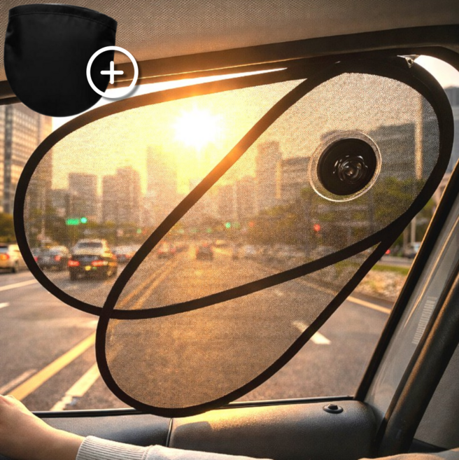 앤로이드 각도조절 부착식 흡착식 차량 햇빛가리개, 1개, 블랙