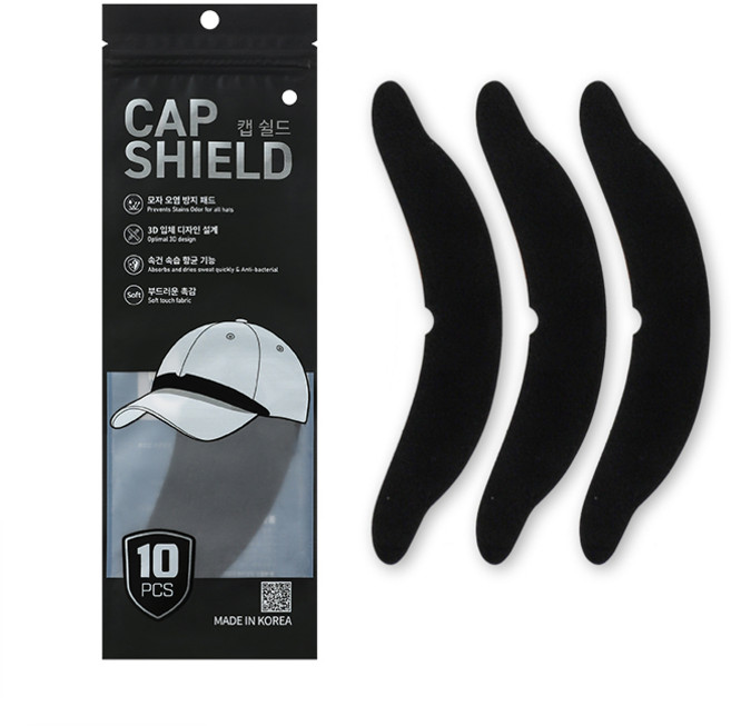 캡쉴드 모자오염방지패드 1팩 10개입, 블랙, 1개