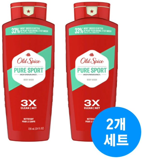 [미국발송]올드스파이스 하이인듀어런스 바디워시 퓨어 스포츠, 709ml, 2개 - 쿠팡