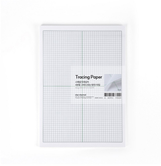 PaperPhant 스페셜 트레싱지, 4분할 그리드(모눈 방안) A4 100매