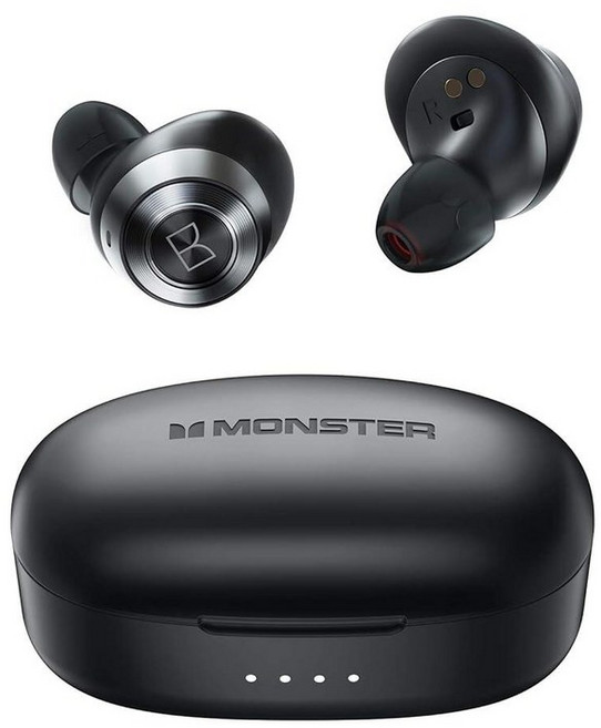 Monster Achieve 100 AirLinks 무선 이어버드 초고속 충전 블루투스 5인치 인이어 스테레오 헤드폰 USB-C 충전 케이스 선명한 통화를 위한 내장 마, Monster Achieve 100 AirLinks 무