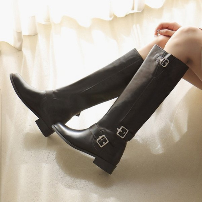 바닐라슈 헤리즈 벨트라인 플랫 롱부츠 3cm