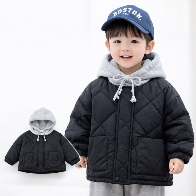 키즈 퀼팅 패딩 남아 여아 겨울 후드점퍼