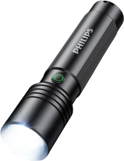 필립스 SFL2146 고전력 LED 손전등(4가지 조명 모드 포함) 야외 캠핑 휴대용 충전식 램프, 1개