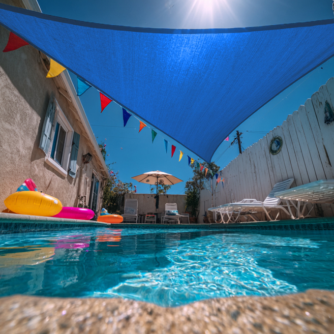 썬키다 썬쉐이드 그늘막 차광막 천막 야외 옥상 햇빛 가림막 삼각 사각 메쉬 2.0, 바람솔솔 메쉬, 코발트블루