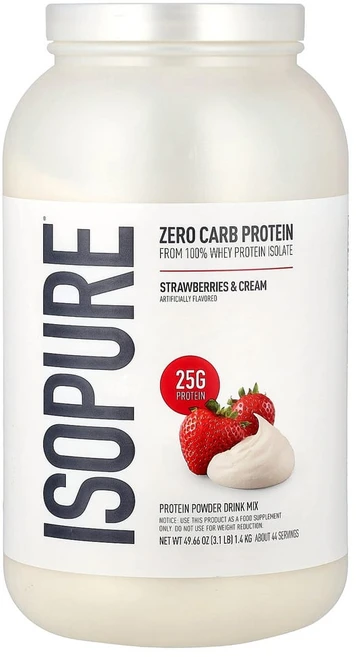 이소퓨어 제로 카브 프로틴 파우더 단백질 보충제 스트로베리 & 크림, 1개, 1.36kg - 쿠팡