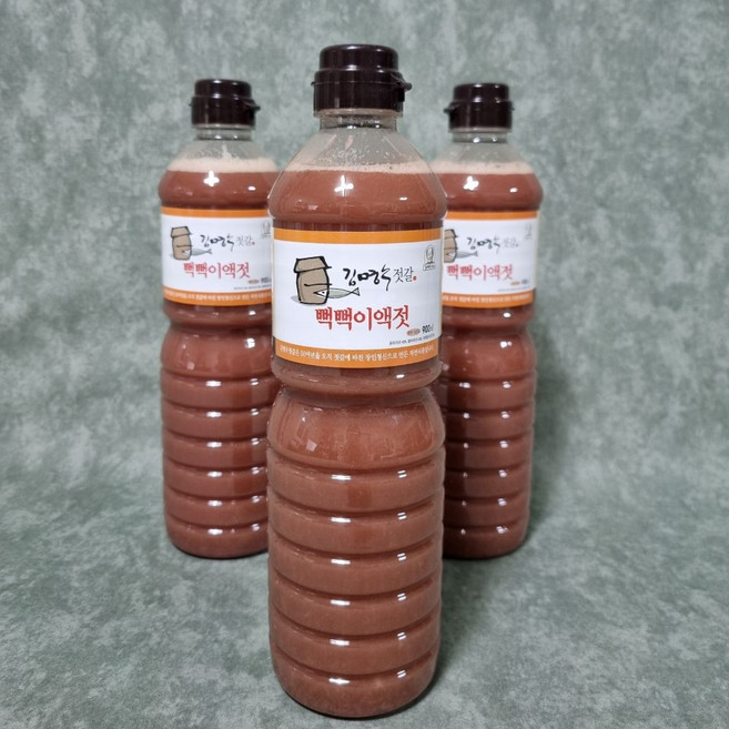 김명수젓갈 명인 3년 숙성 프리미엄 뻑뻑이액젓, 3개, 900ml