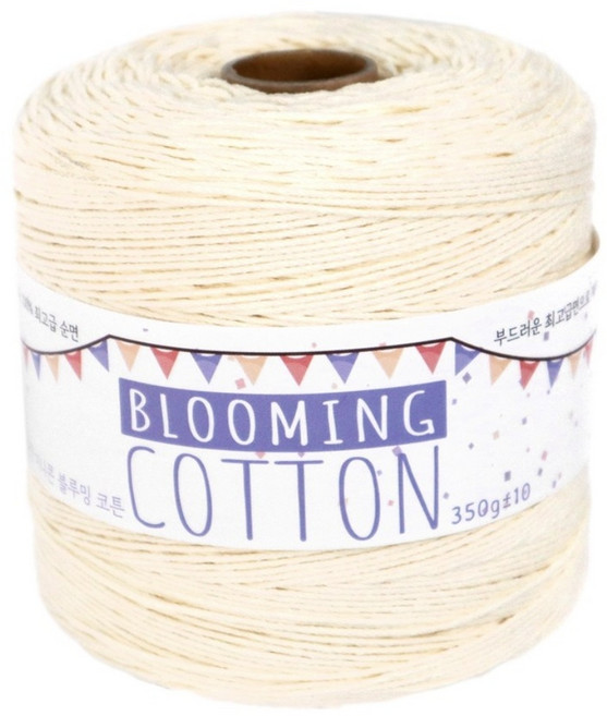 털실나라 미니콘 블루밍 코튼 18합 코마면사 뜨개실 350g, 08 아이보리, 1개