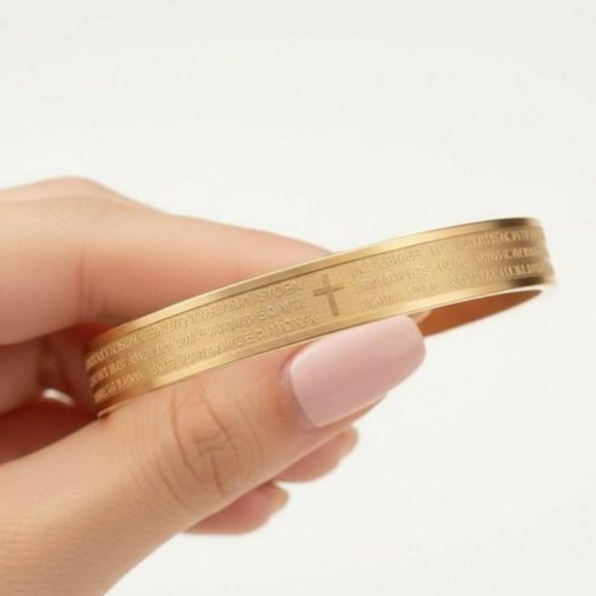벨루체 여성 십자가 팔찌 슬림 골드 뱅글