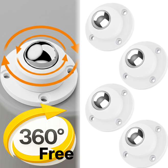 다살래 이동식 왕눈 롤러 바퀴 무타공 부착형, 4개, 화이트