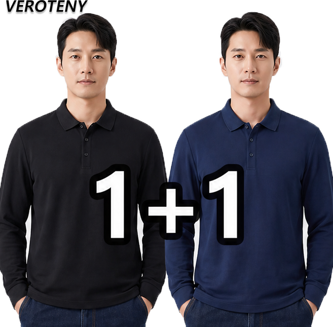 7위 - 1+1 남자 폴로셔츠 남자 카라티셔츠 긴팔 남성 긴팔 티셔츠 베이직 티라티오피스 골프 데일리 아빠룩 남자 카