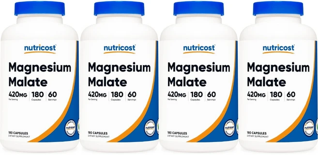 뉴트리코스트 말산 마그네슘 말레이트 420mg, 알약/캡슐, 성인남녀공용, 180정, 4개 - 쿠팡
