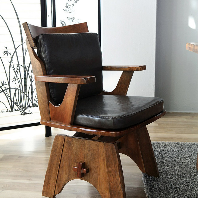 베스트리빙 튼튼하고 고급스러운 엔틱 쉐라톤 원목 회전 식탁 인테리어 의자 1개, 월넛