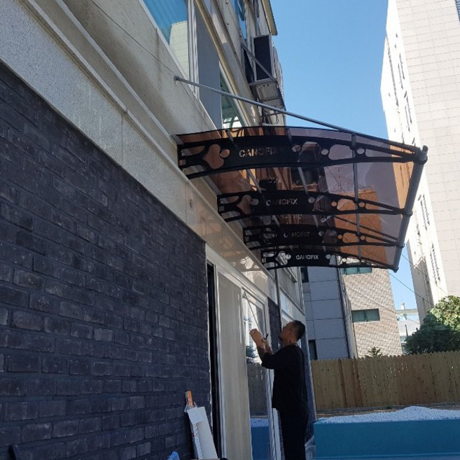 캐노픽스 1870X7900 정품렉산 테라스어닝 처마가림막 돌출차양 주차캐노피 현관비막이 조립식차양, 1개, 회색틀 투명렉산