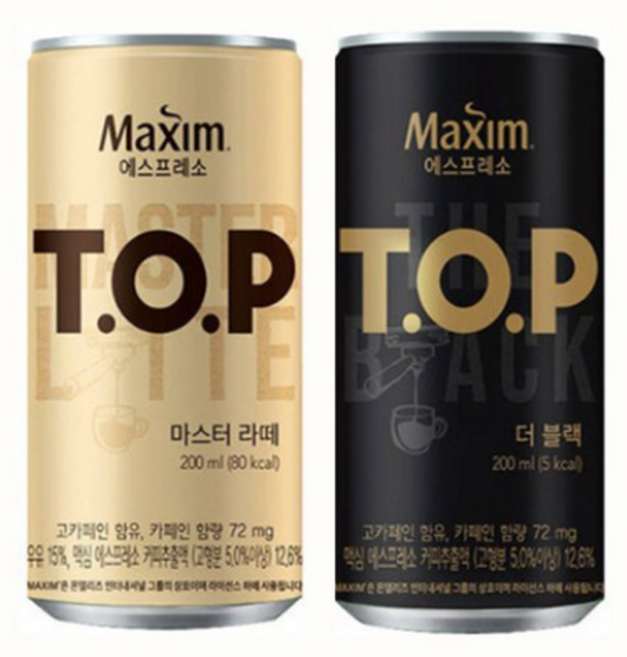 맥심 티오피 200mLx30캔(블랙15+라떼15)/TOP캔/무배, 200ml, 1세트