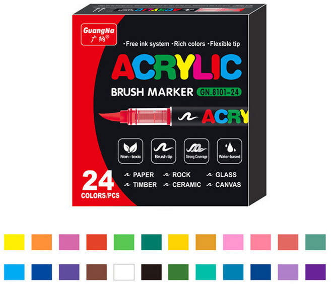 미니플 컬러웨이브 전문가용 아크릴 마카펜, 1세트, 24개